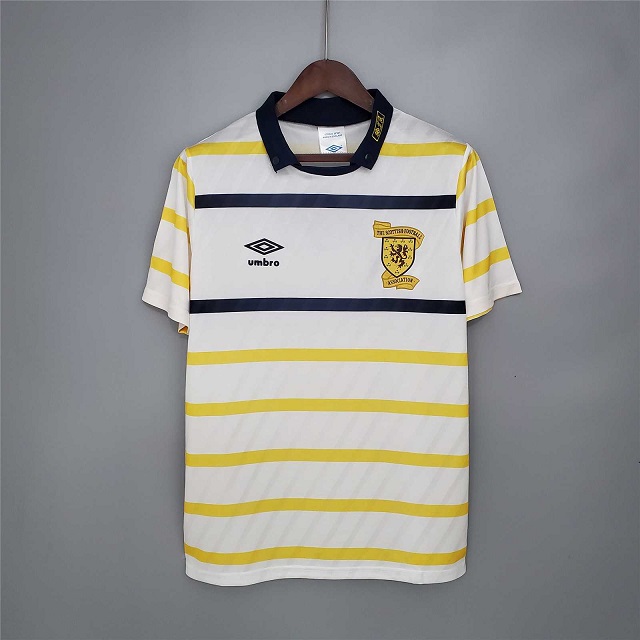 AAA Quality Scotland 88/91 Away White/Yellow Soccer Jersey